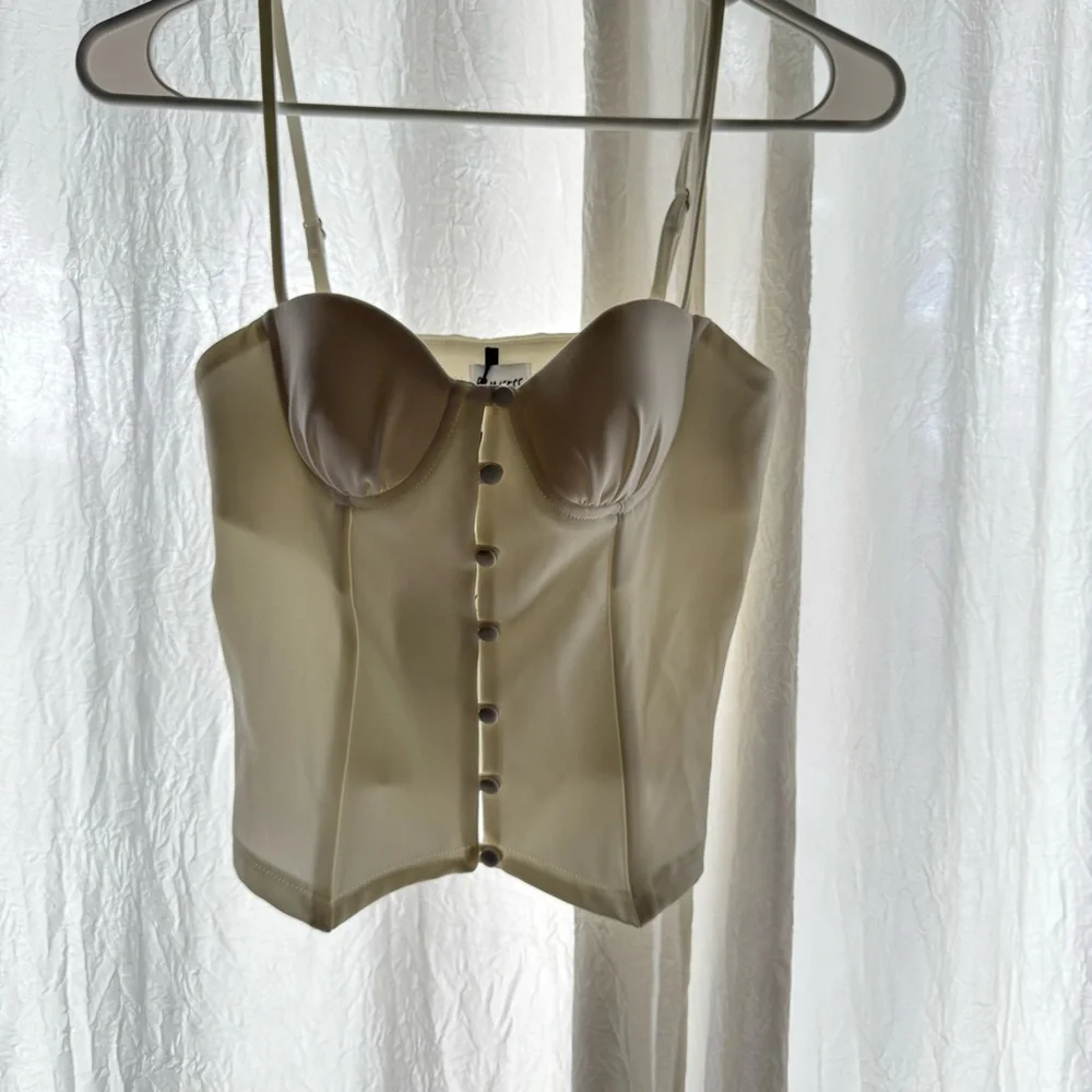 Princess Polly White Corset Adjustable Strap Button Padded Bust‎ Top